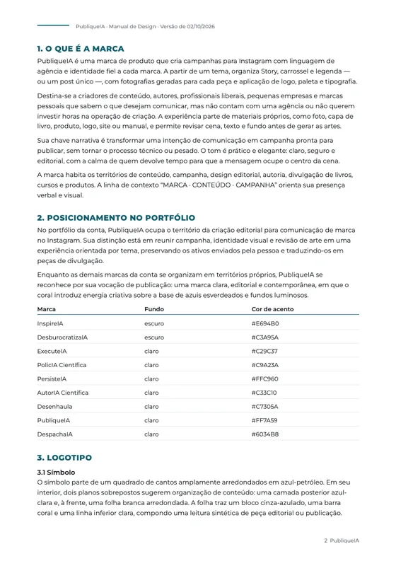 Página do manual com a descrição da marca
